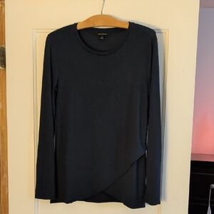 Banana Republic Navy Long-Sleeve Asymmetric Wrap Tee